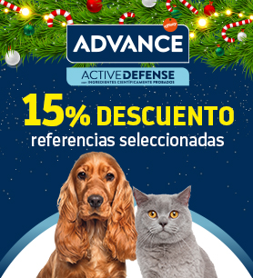 Banner con promoción del 15% de pienso Advance