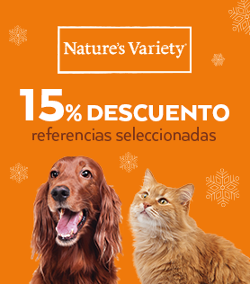 Banner con promoción del 15% de pienso Nature's Variety