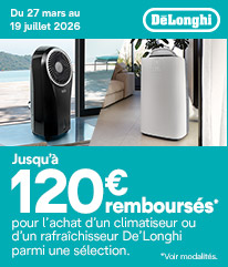 Contrôlez la température ambiante avec ce climatiseur mobile 3-en-1 avec fonctions de refroidissement, déshumidification et ventilation Delonghi