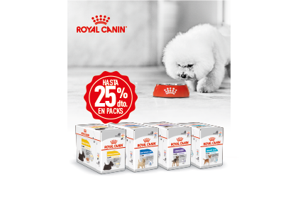 Ver productos Royal Canin para perros incluidos en la promoci&oacute;n de 25% de descuento en packs de 24 unidades.