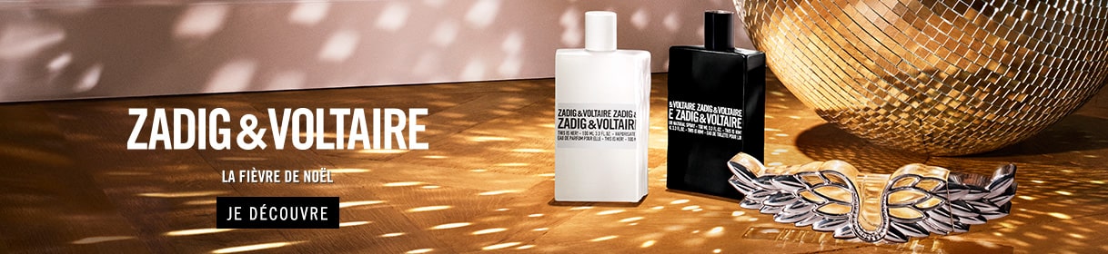 Bannière publicitaire pour Zadig & Voltaire avec image du produit et bouton Acheter maintenant