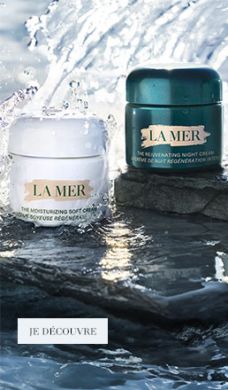 Banni&egrave;re publicitaire pour LA MER avec image du produit et bouton Acheter maintenant