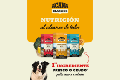 obre ACANA, alimentación natural para perros.