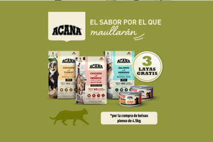 sobre ACANA, alimentaci&oacute;n natural para gatos.