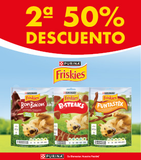 El destino del usuario es la página de Friskies Perro de Purina, en la web de Tiendanimal.