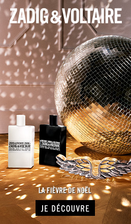 Bannière publicitaire pour Zadig & Voltaire avec image du produit et bouton Acheter maintenant