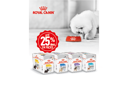 Ver produtos Royal Canin para c&atilde;es inclu&iacute;dos na promo&ccedil;&atilde;o de 25% de desconto em packs de 24 unidades.